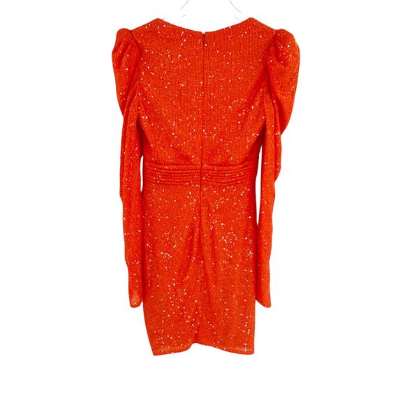MAC DUGGAL Dress Size 2 Evening Gown Orange Tangerine Sequin NEW Mini V Neck - Picture 5 of 9